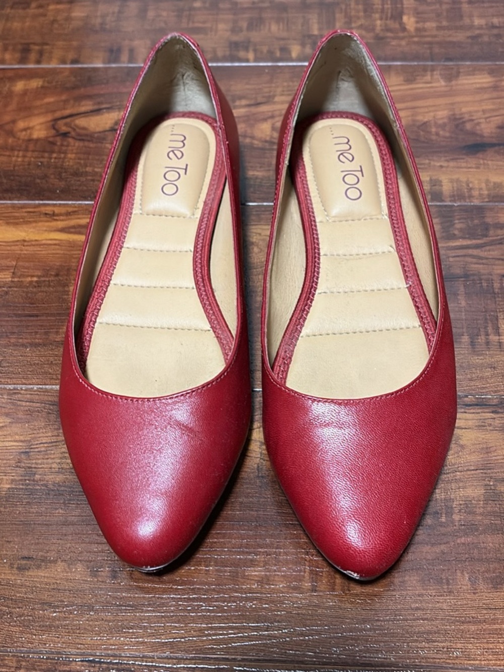 me too Burgundy Pointed-Toe Slip-On Flats